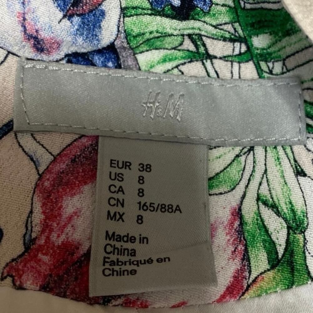 H&M Women's Multicolor Floral Long Sleeve Pocket Zip Up Bomber Jacket Size 8 - Picture 4 of 5
